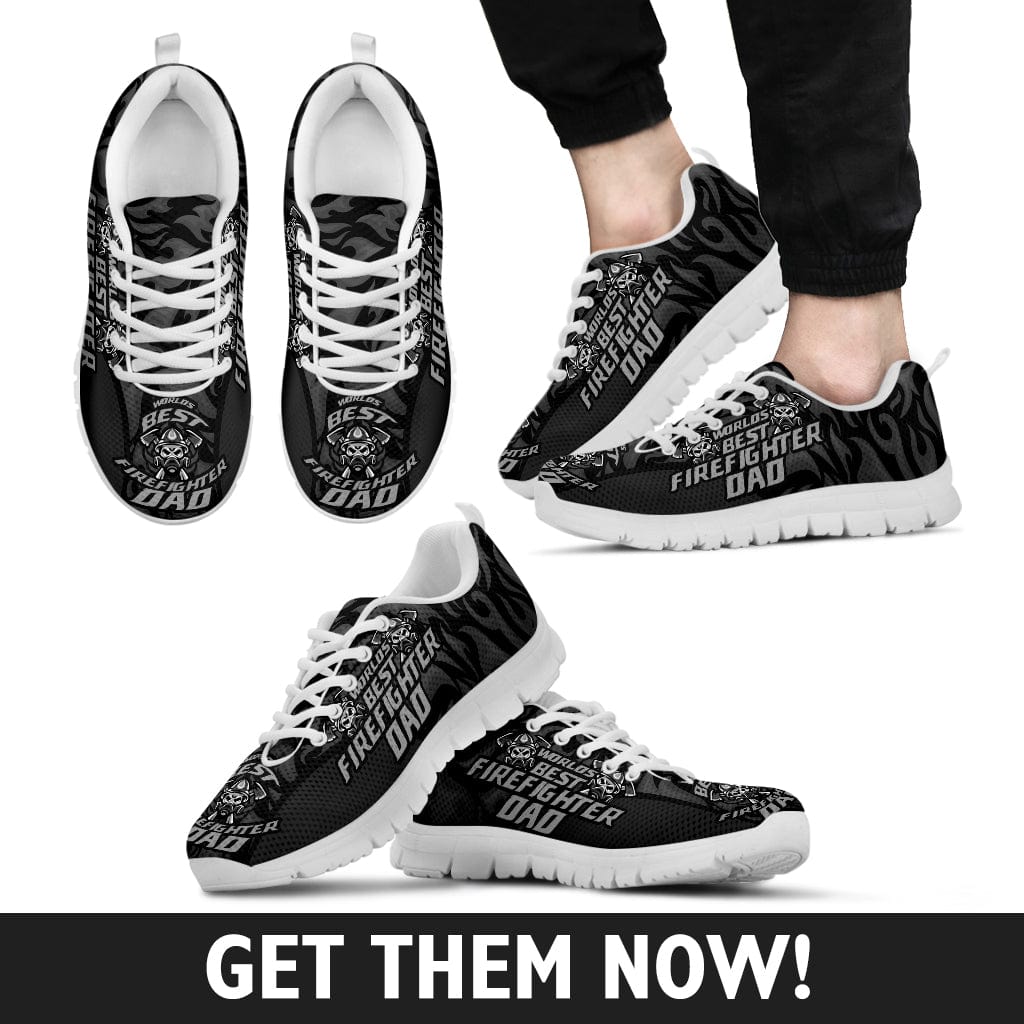 Men's Sneakers - Black - Epic Father's Day Fire Fighter Dad - GiddyGoatStore