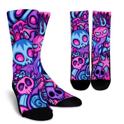 Crew Socks - Swirly Skull - GiddyGoatStore