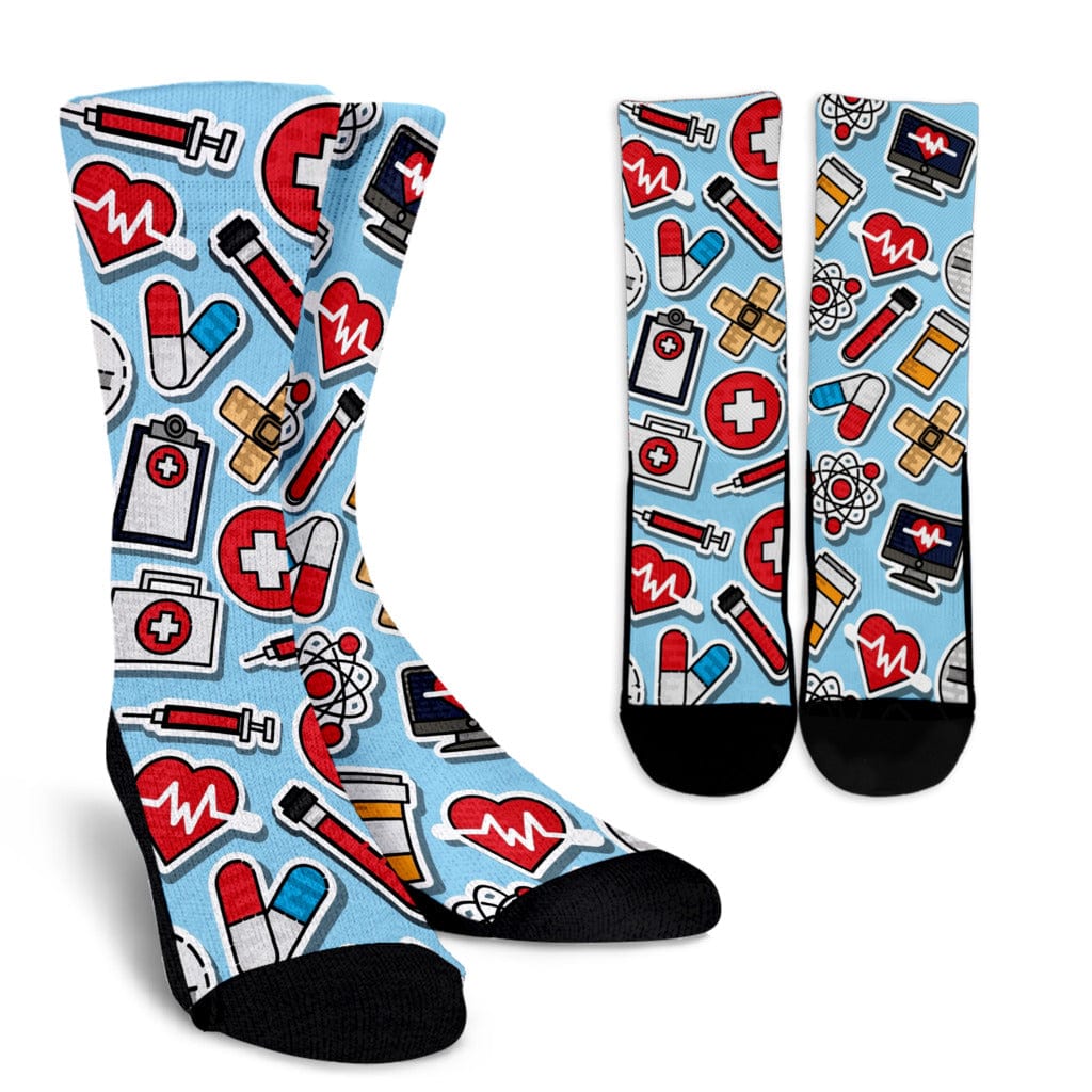 Crew Socks - Nurse Large Icons - GiddyGoatStore