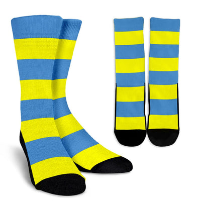 Crew Socks - Strip (Blue-Yellow) - GiddyGoatStore