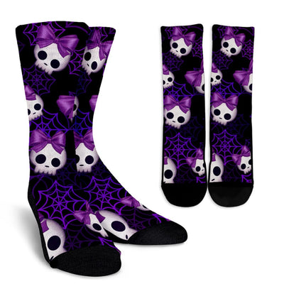 Crew Socks - Lady Purple Skulls - GiddyGoatStore