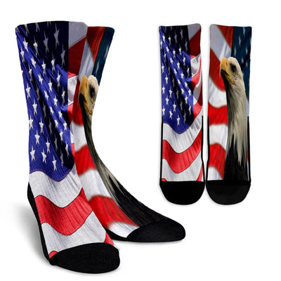 Crew Socks - American Flag and Bald Eagle - GiddyGoatStore