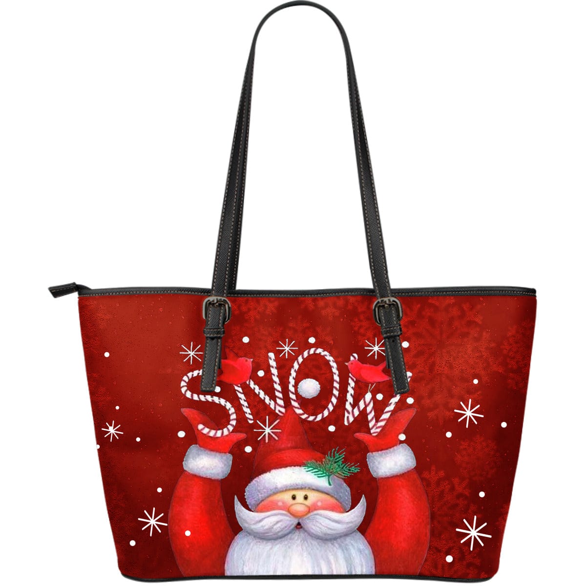 Large Leather Tote - Christmas Snowman - GiddyGoatStore
