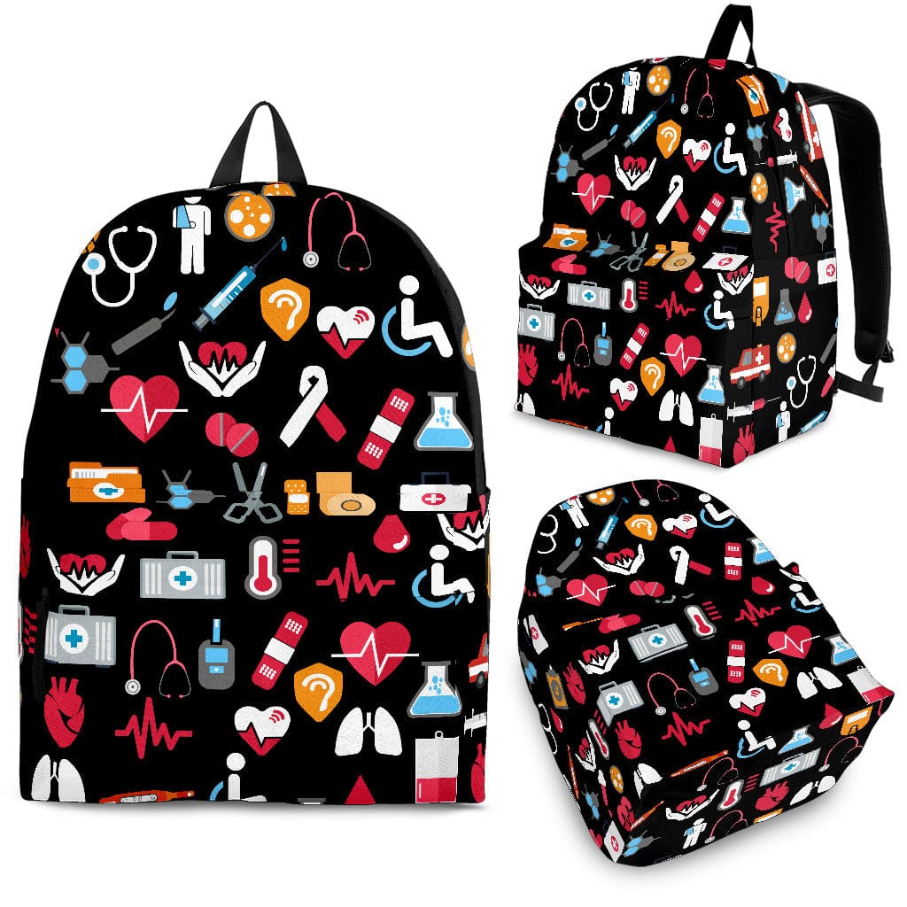 Backpack - Black Nurse Icons - GiddyGoatStore