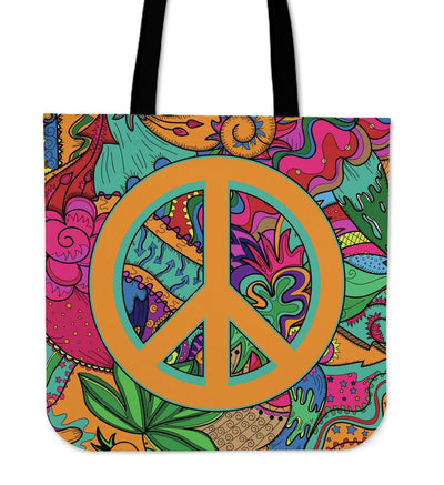 Cloth Tote - Hippie Peace - GiddyGoatStore