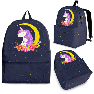 Backpack - Dark Blue Starry Night Unicorn - GiddyGoatStore