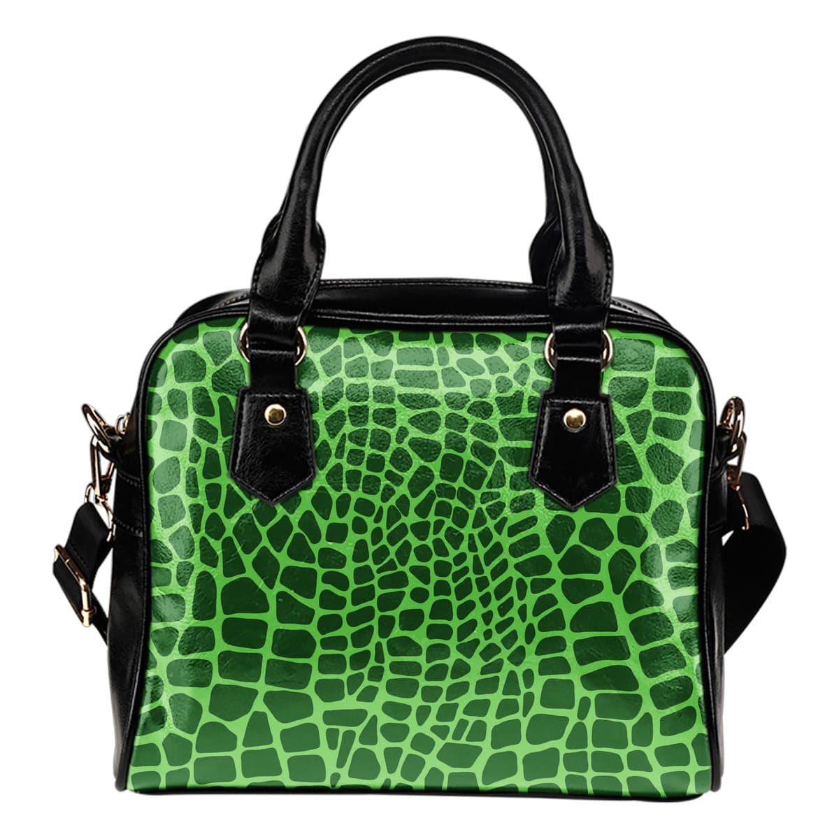 Shoulder Handbag - Green Croc Print Pop Art - GiddyGoatStore