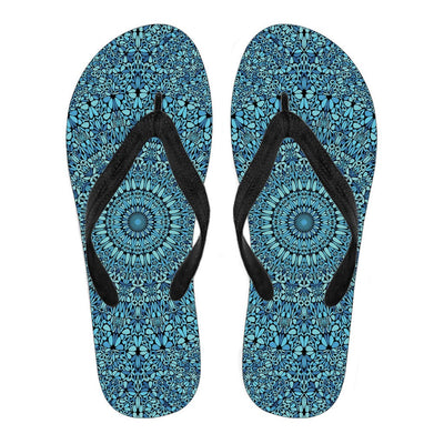 Flip Flops - Sky Blue Mandala Women's (Black) - GiddyGoatStore