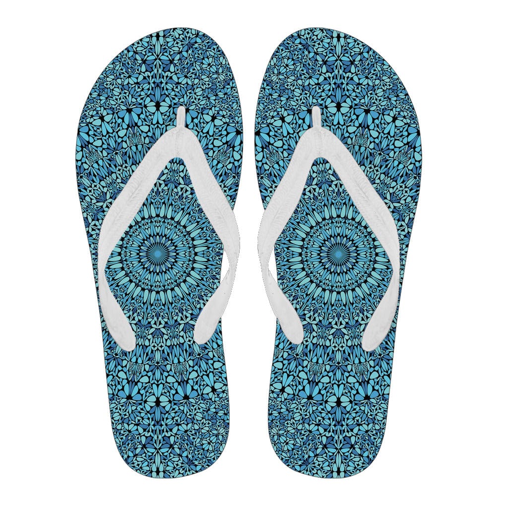 Flip Flops - Sky Blue Mandala Men's (White) - GiddyGoatStore