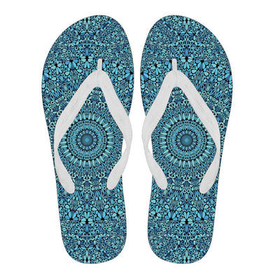 Flip Flops - Sky Blue Mandala Men's (White) - GiddyGoatStore