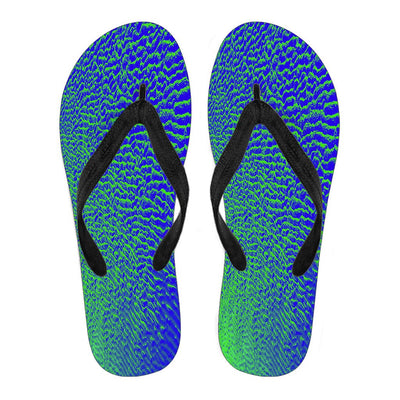 Flip Flops - Men's Blue & Green Ripples - GiddyGoatStore