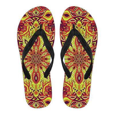 Flip Flops - Red Sunny Mandala Women's - GiddyGoatStore