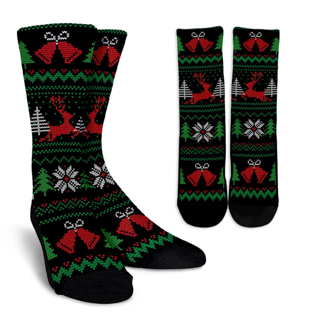 Crew Socks - Christmas Black Red Green - GiddyGoatStore