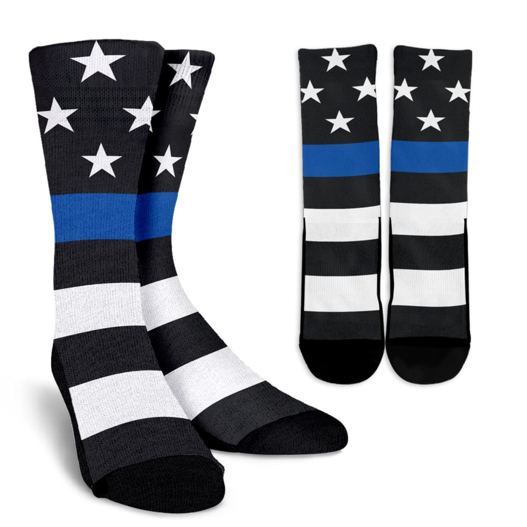 Crew Socks - Police Thin Blue Line - GiddyGoatStore