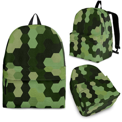 Backpack - Black and Green Hex Camouflage - GiddyGoatStore
