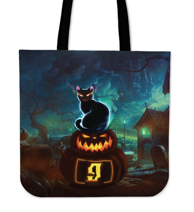 Tote Bag - Black Cat Halloween - GiddyGoatStore