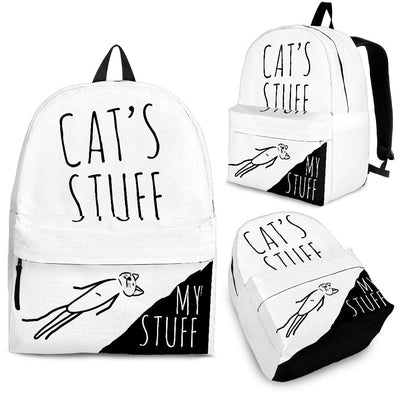 Backpack - Cat's Stuff My Stuff (White) - GiddyGoatStore