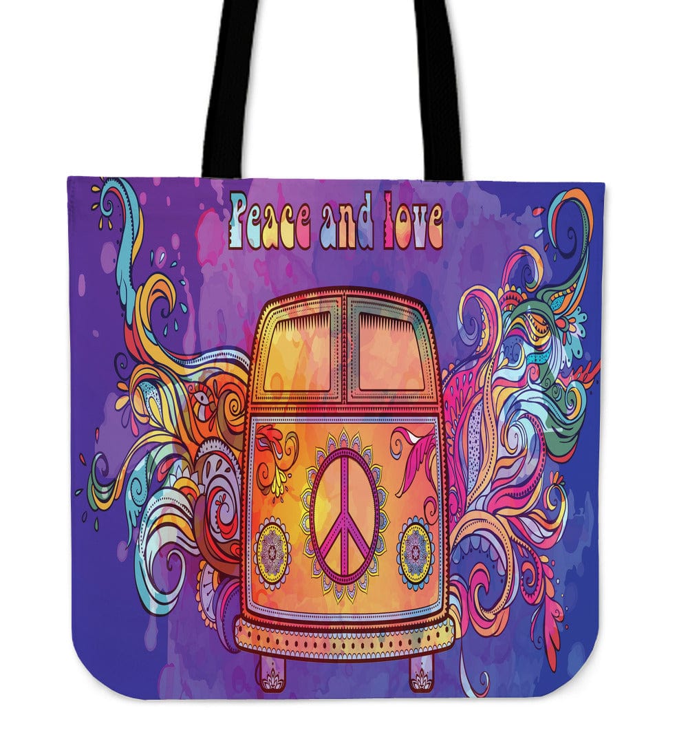 Cloth Tote - Peace and Love - GiddyGoatStore