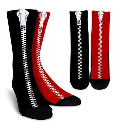 Crew Socks - Black Red Zipper - GiddyGoatStore