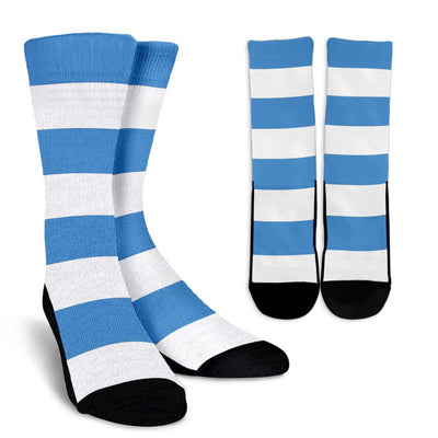 Crew Socks - Strip (Blue-White) - GiddyGoatStore