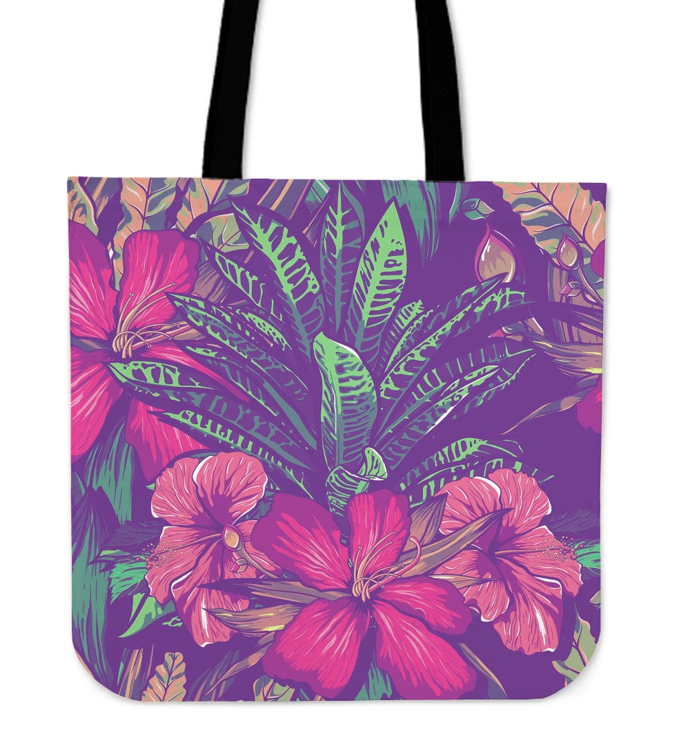 Cloth Tote - Tropical Flower - GiddyGoatStore