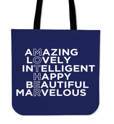 Cloth Tote - M.O.T.H.E.R Amazing, Lovely, Intelligent, Happy, Beautiful, Marvelous 2 - GiddyGoatStore