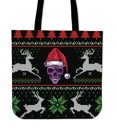 Tote Bag - Ugly Christmas Santa Skull - GiddyGoatStore