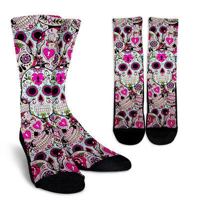 Crew Socks - Pink Skull Socks - GiddyGoatStore