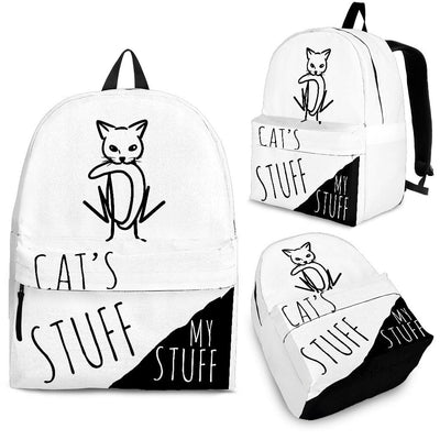 Backpack - Cat's Stuff My Stuff 2 (White) - GiddyGoatStore