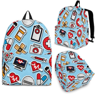 Backpack - Light Blue Nurse Large Icons - GiddyGoatStore