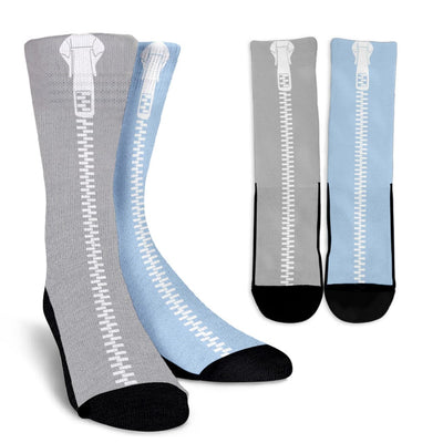 Crew Socks - Zipper Socks (Gray Light Blue) - GiddyGoatStore