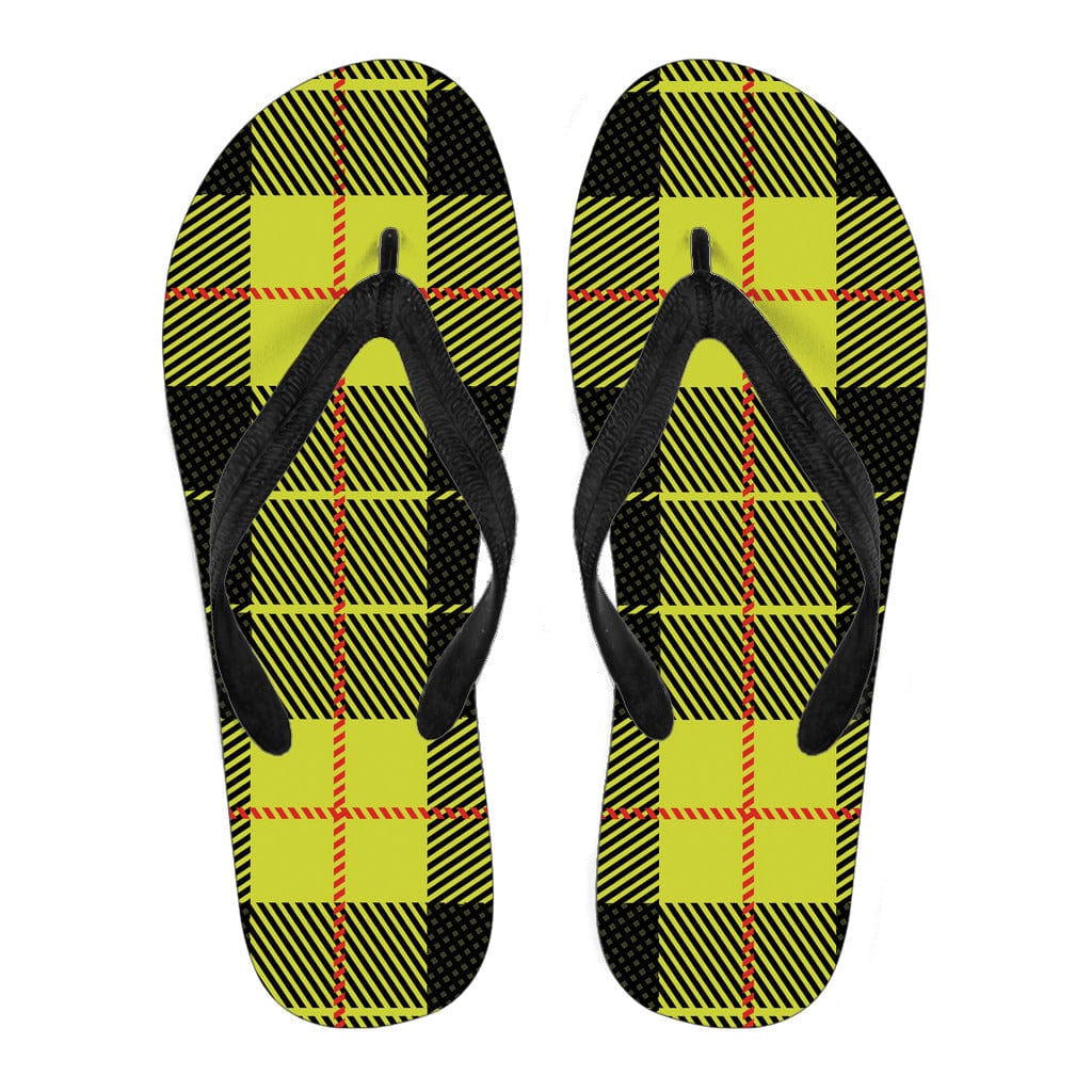 Flip Flops - Yellow Tartan Passion Men's - GiddyGoatStore