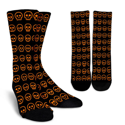 Crew Socks - Skull Madness (Orange) - GiddyGoatStore