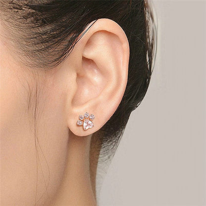 Rose Gold Paw Earrings