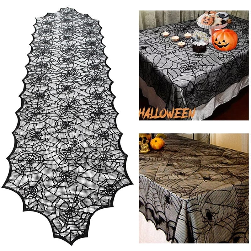 Halloween Web Skeleton Skull Tablecloth - GiddyGoatStore