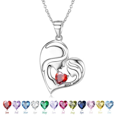 925 Sterling Silver Heart Mother Daughter Pendant - GiddyGoatStore