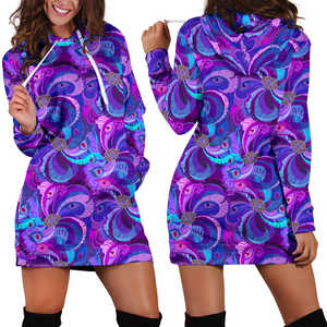 Hoodie Dress ~ Women's  ~ Purple Peacock - GiddyGoatStore
