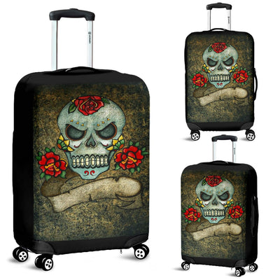 Luggage Covers - Green Calavera Art - GiddyGoatStore