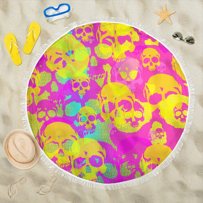 Beach Blanket - Yellow Skulls - GiddyGoatStore