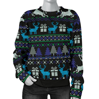 Sweater - Ugly Christmas Black Purple and Blue Women's - GiddyGoatStore