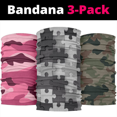Bandana 3-Pack - Camo (Pink, Grey, Green) - GiddyGoatStore