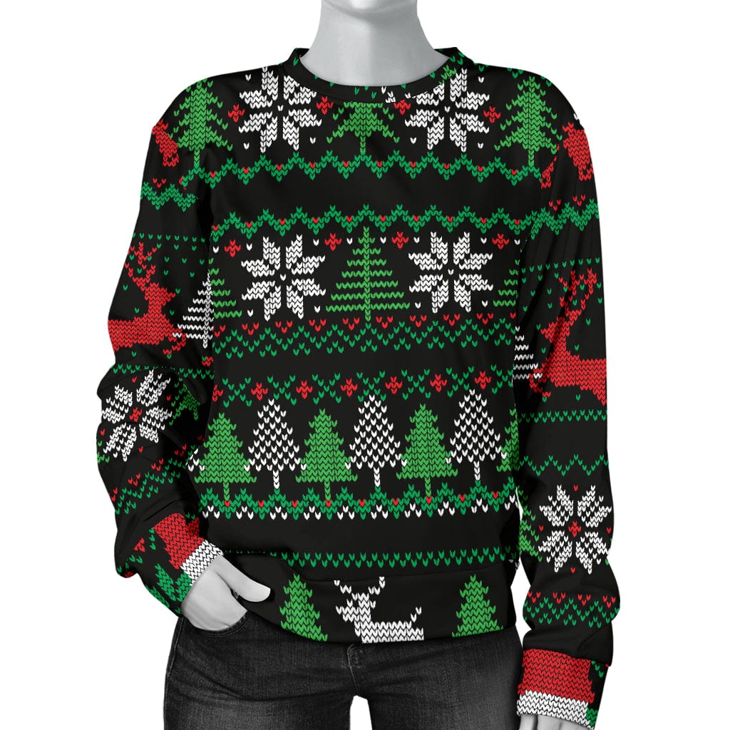 Sweater - Ugly Christmas Red Green Black Women's - GiddyGoatStore