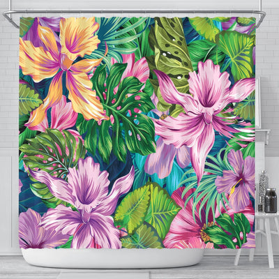 Shower Curtain - Tropical Orchid - GiddyGoatStore