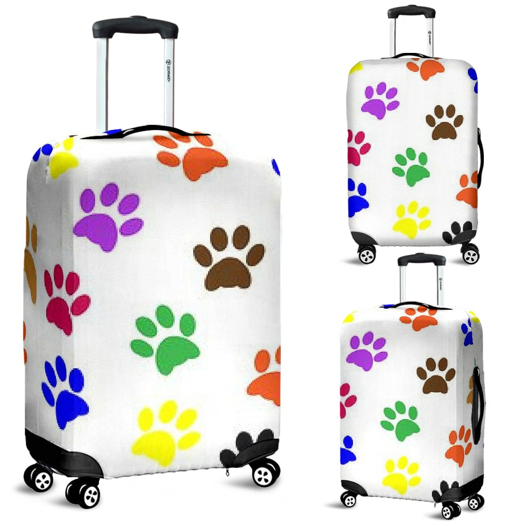 Luggage Cover - Colorful Paw Prints - GiddyGoatStore