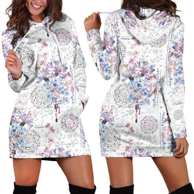 Hoodie Dress - Floral Mandala - GiddyGoatStore