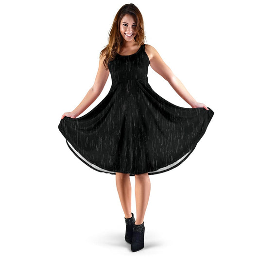 Midi Dress ~ Women's  ~ Black Rain