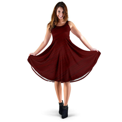 Midi Dress ~ Women's  - Dark Red
