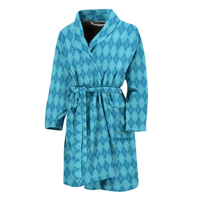 Bath Robe - Men's Blue Argyle - GiddyGoatStore