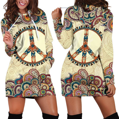 Hoodie Dress ~ Women's  ~ Peace and Mandala - GiddyGoatStore