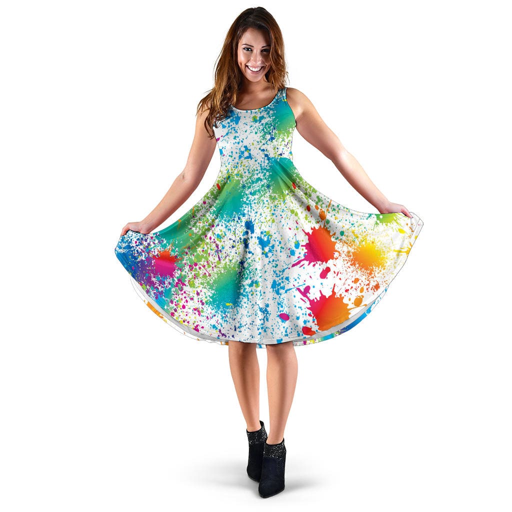 Midi Dress - Splash Paint - GiddyGoatStore